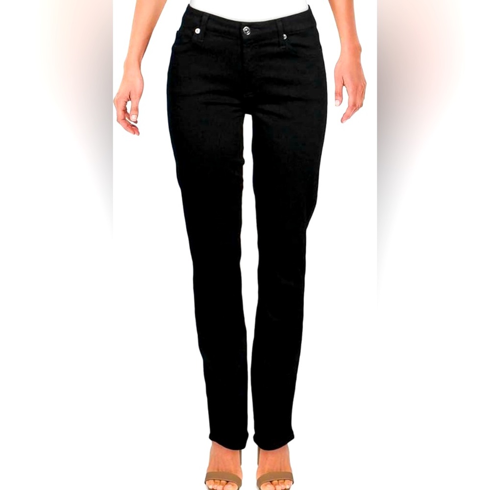 7 For All Mankind Straight Leg Black Jeans